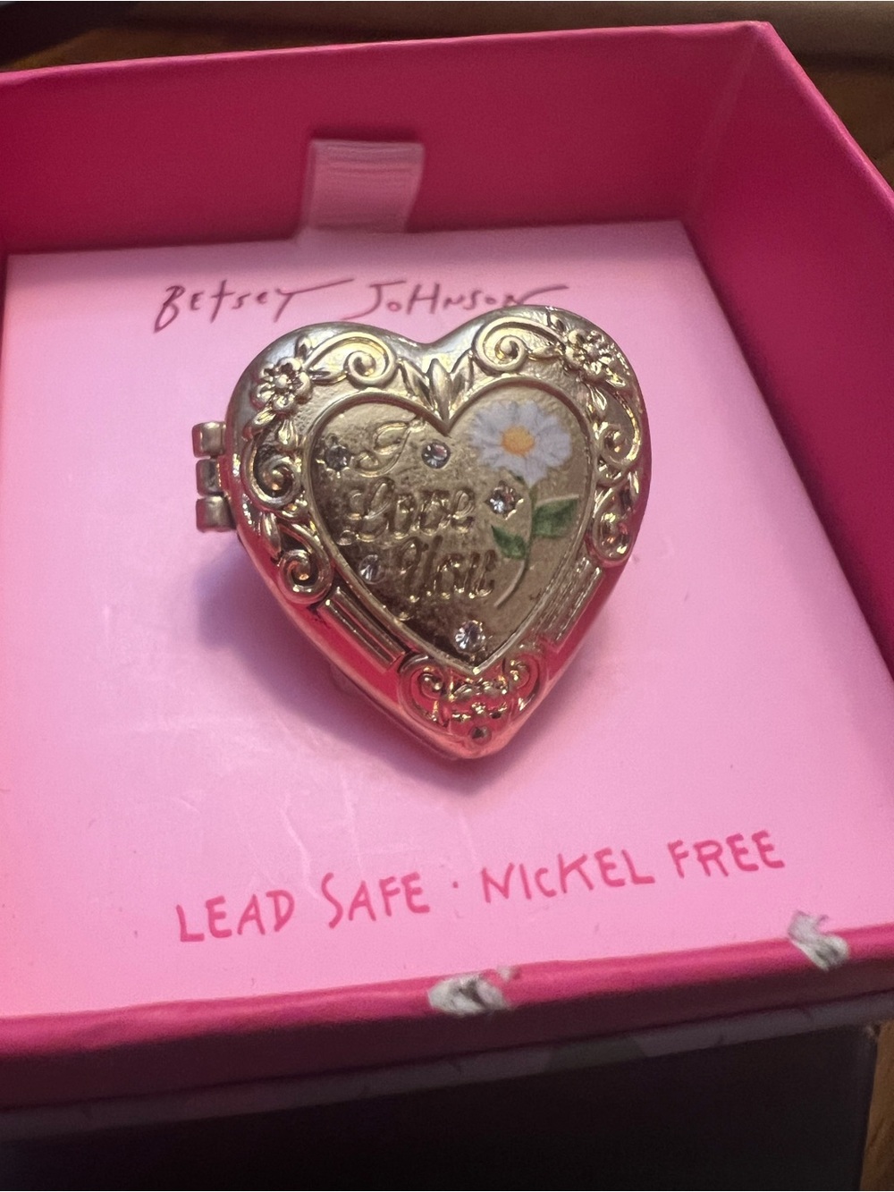 Betsey Johnson Gold Heart Locket Ring
